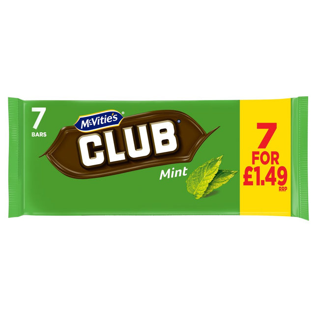 McVitie's Club Mint Biscuit Bars Multipack PMP £1.49 7 x 22.6g