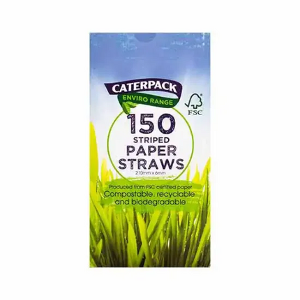 Caterpack Enviro Paper Straws Striped 150s