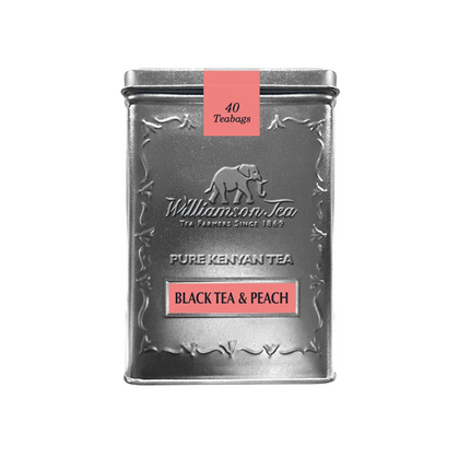 Williamson Tea Heritage Square Tin Containing Black Tea & Peach 40 Teabags 80g