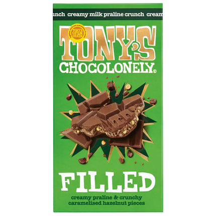 Tony's Chocolonely Filled Milk Choc Hazelnut Crunch 127g