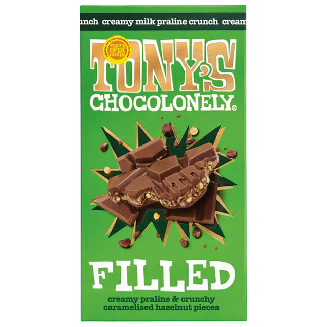 Tony's Chocolonely Filled Milk Choc Hazelnut Crunch 127g