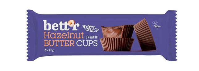 Bett'r Nut Butter Cups with Hazelnut Cream 3x13g