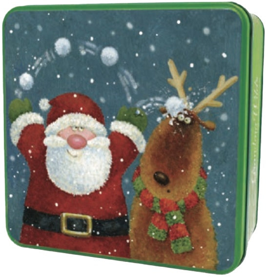 Grandma Wild's Embossed Jolly Santa & Reindeer Tin 6 x 160g
