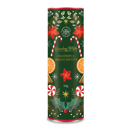 Grandma Wild's Candy Cane Cranberry & Orange Biscuits Tube 150g