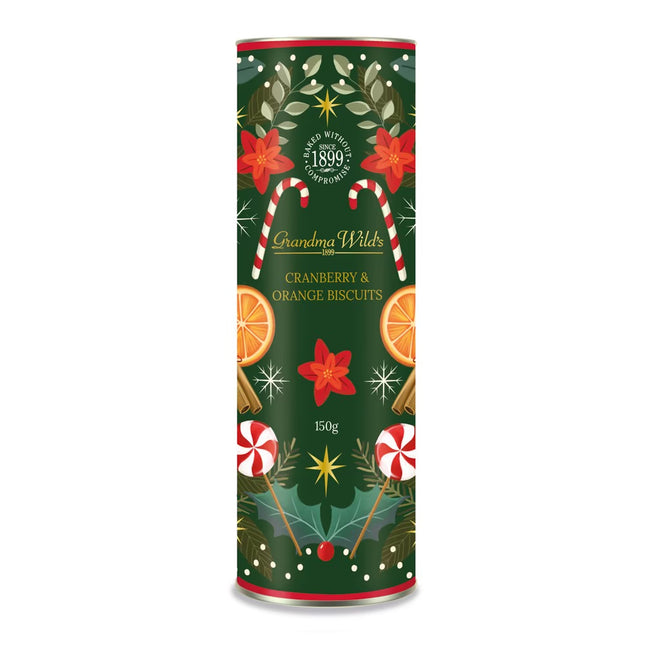 Grandma Wild's Candy Cane Cranberry & Orange Biscuits Tube 150g