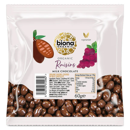 Biona Milk chocolate covered Raisins Organic 60g