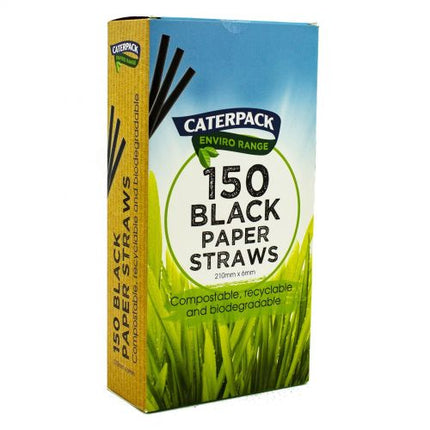 Caterpack Enviro Paper Straws Black 150s