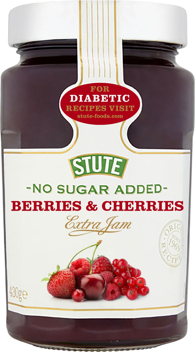 Stute Foods No Sugar Added Berries & Cherries Jam 430g