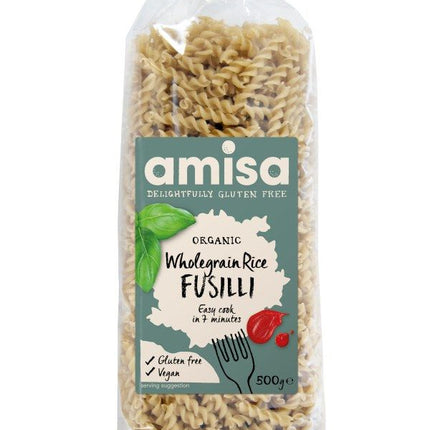 Amisa Fusilli Pure Wholegrain Rice Organic Gluten Free 500g