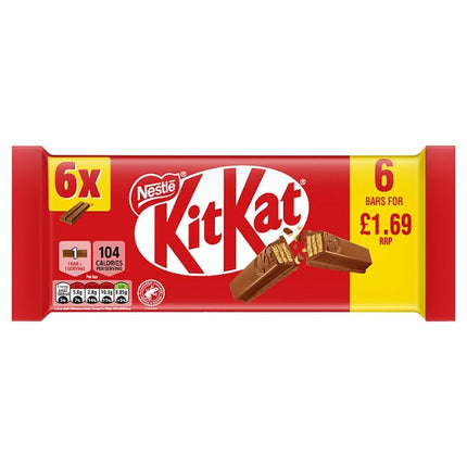 KitKat 2 Finger Milk Chocolate Biscuit Bar Multipack PMP £1.69 6 x 20.7g