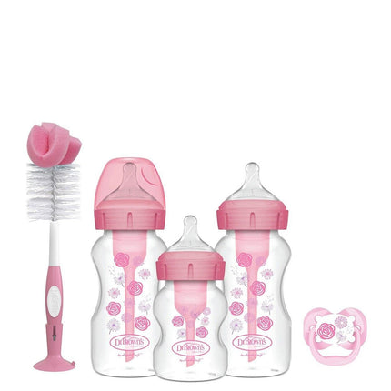 Dr Browns Options + Gift Set Pink (1X 150Ml Bottle, 2X 270Ml Bottle, Bottle Brush & Dummy)