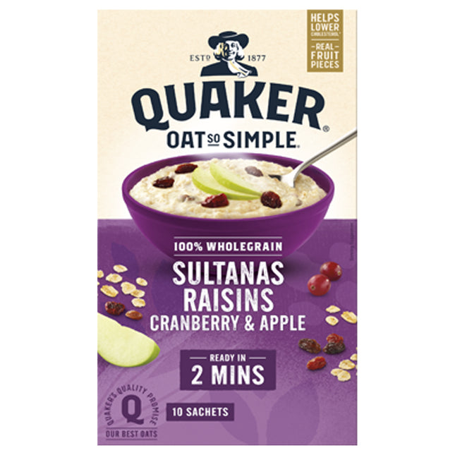 Quaker Oat So Simple Sultanas, Raisins, Cranberry & Apple Multipack 10x38.5g