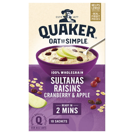 Quaker Oat So Simple Sultanas, Raisins, Cranberry & Apple Multipack 10x38.5g