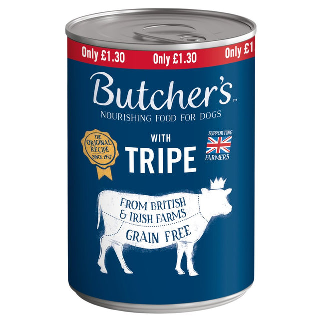 Butcher's Tripe Dog Food Tin 400g PMP £1.30
