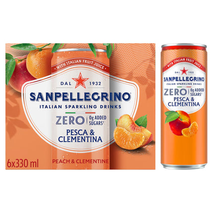 San Pellegrino Italian Sparkling Zero Can Multipack Peach & Clementine 6 x 33cl