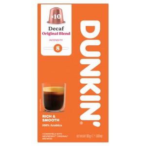 Dunkin Nespresso Compatible Coffee Pods Decaf (10s)