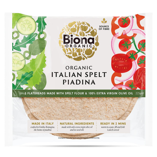 Biona Italian Spelt Piadina Flatbreads Organic 225g
