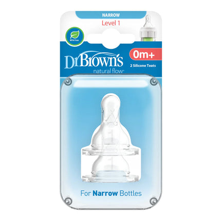Dr Browns Narrow Neck Options+ Level 1 Teats 2 Pack (0 Month+)