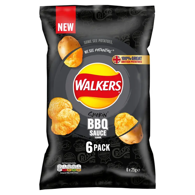 Walkers Barbeque NHFSS Multipack 6x25g