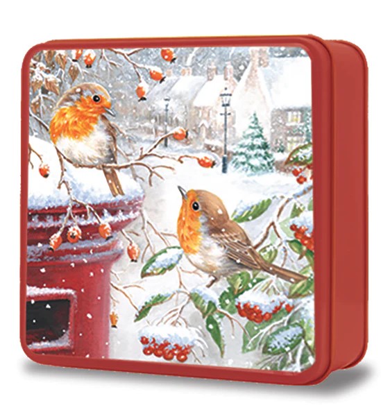 Grandma Wild's Embossed Robins with a Post box Tin 6 x 160g