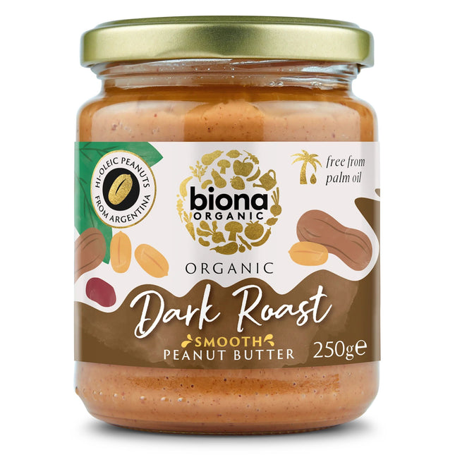 Biona Organic High Oleic Dark Roast Peanut Butter Smooth 250g