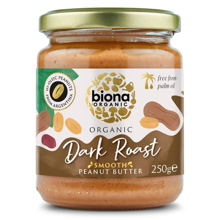 Biona Organic High Oleic Dark Roast Peanut Butter Smooth 250g