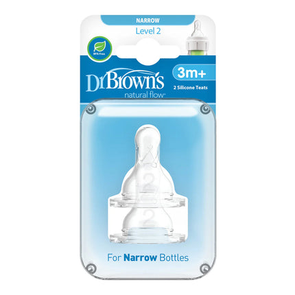 Dr Browns Narrow Neck Options+ Level 2 Teats 2 Pack (3 Month+)