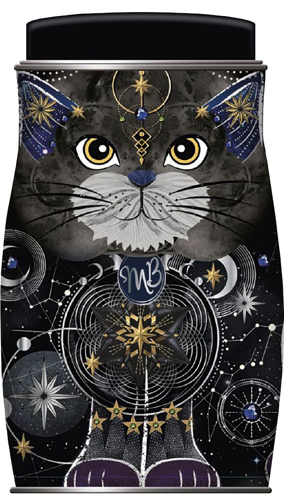 Monty Bojangles Cosmic Blink cat tin of Cookie Moon cocoa dusted truffles 135g
