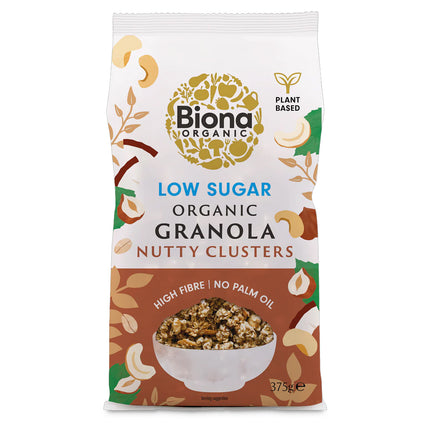 Biona Organic Granola Nutty Clusters Low Sugar 375g