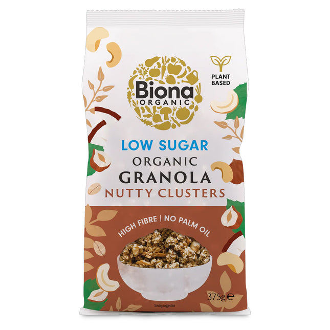 Biona Organic Granola Nutty Clusters Low Sugar 375g