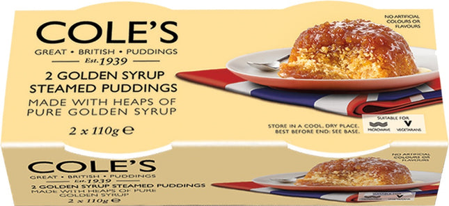 Cole's Golden Syrup Steamed Pudding Twin Pack 110g
