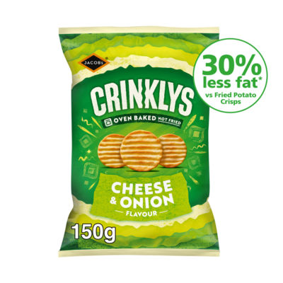 Jacob's Crinklys Cheese & Onion Baked Snacks Share Bag 150g