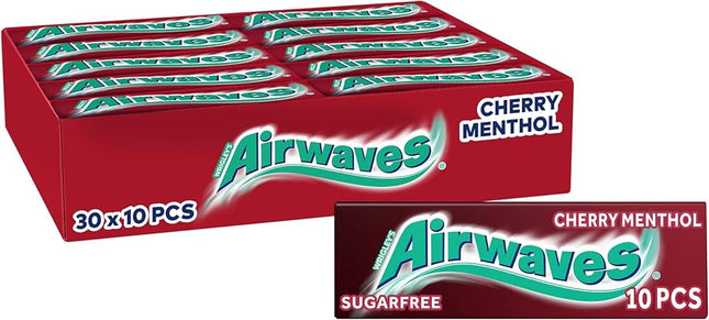 Airwaves Cherry Menthol Sugar Free Chewing Gum 10 Pieces 14g