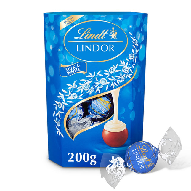 Lindt Lindor Truffles Milk & White Chocolate Corne 200g