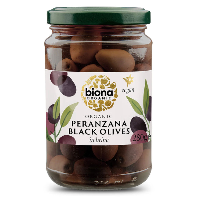 Biona Organic Black Whole Peranzana Olives In Brine 280g