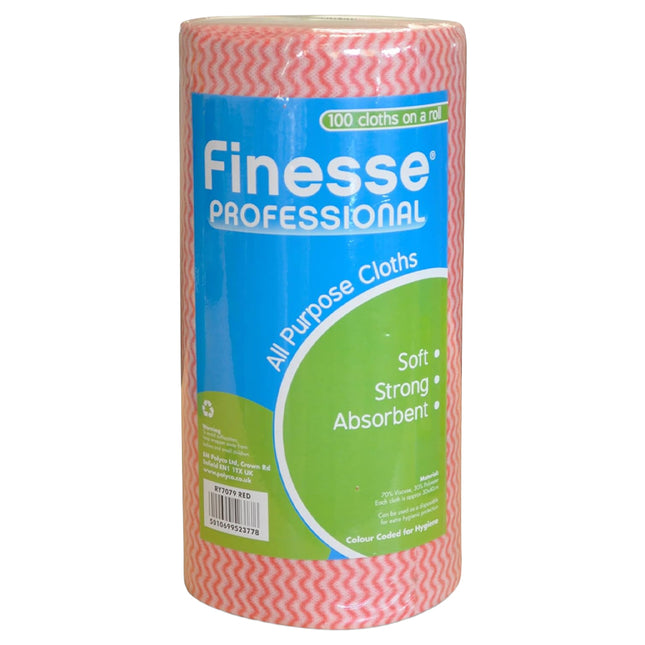 Finesse Pro All Purpose Cloth On A Roll Red 100s