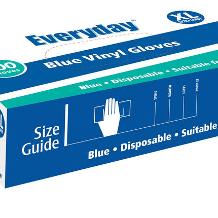 Everyday Blue Vinyl Gloves Extra Large Powdered 100s