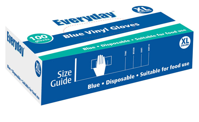 Everyday Blue Vinyl Gloves Extra Large Powdered 100s