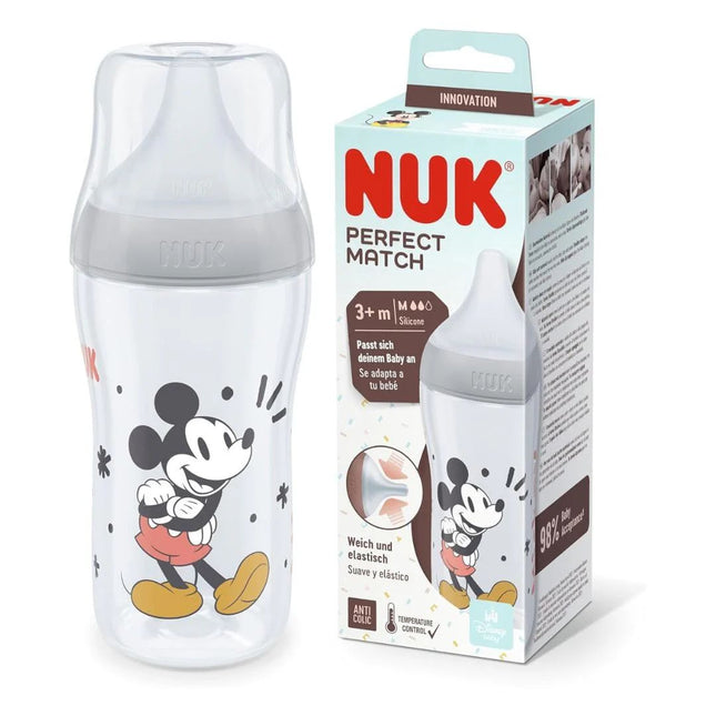 Nuk Perfect Match Temperature Control Bottle 260Ml Mickey Mouse (Grey)