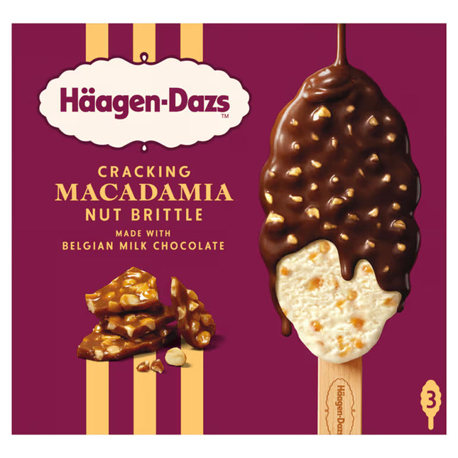 Haagen Dazs Macadamia Nut Brittle Sticks 3Pk 3X80ML