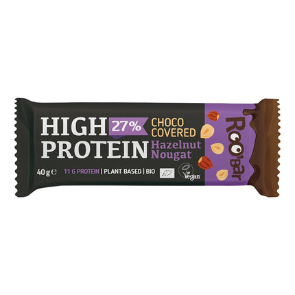 Roobar High Protein Bar Hazelnut Nougat Covered with Chocolate 40g