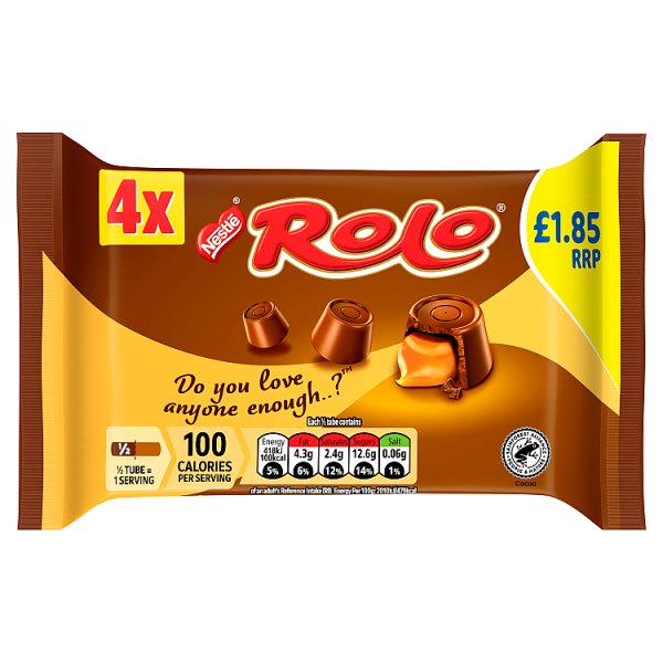 Rolo Milk Chocolate & Toffee Tube 4pk PMP £1.85 Multipack 4x41.6g