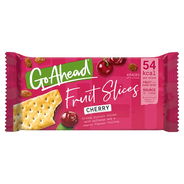 McVitie's Go Ahead Cherry Crispy Fruit Slices Snack Bars Multipack 4 x 43.6g