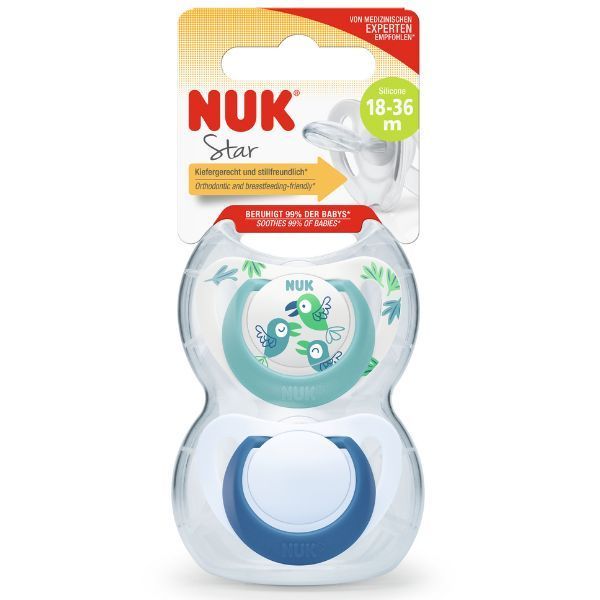 Nuk Star Soother Size 3 Blue 18-36M 2 Pack