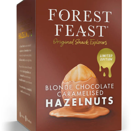 Forest Feast Blonde Chocolate Carmelised Hazelnuts Gift Cube 100g
