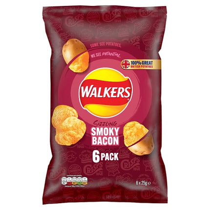Walkers Smoky Bacon NHFSS Multipack 6x25g