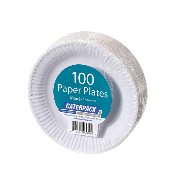 Caterpack 18Cm Paper Plates White 100s