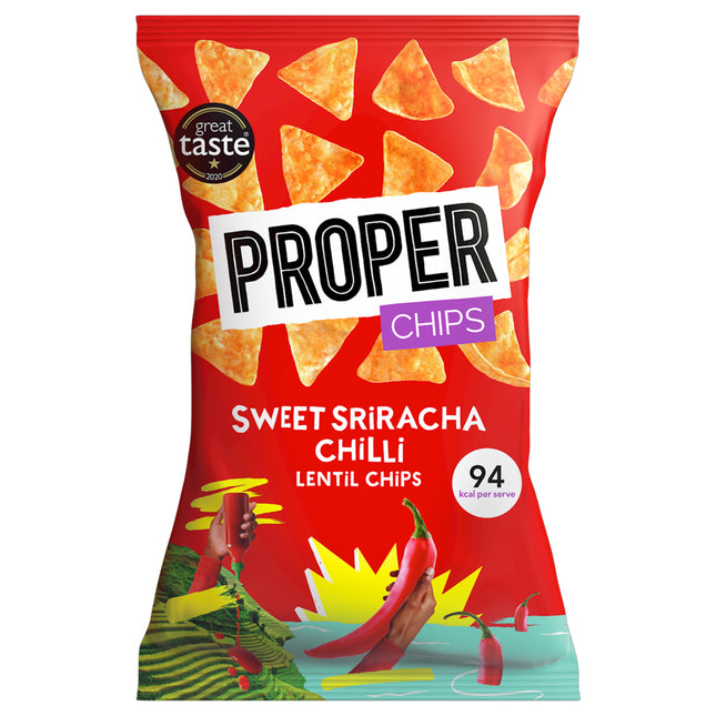Proper Sweet Sriracha Chilli Lentil Chips, 8 x 85g