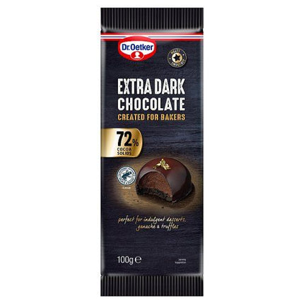 Dr. Oetker Extra Dark Chocolate Bar 72% 100g
