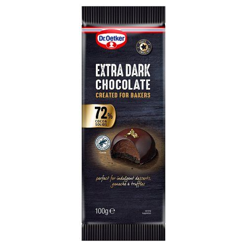 Dr. Oetker Extra Dark Chocolate Bar 72% 100g